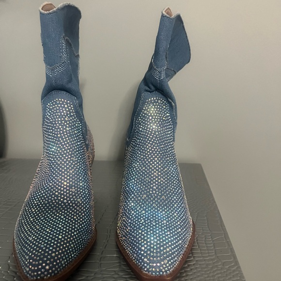Blue Rhinestone Cowboy Boots - Picture 2 of 7